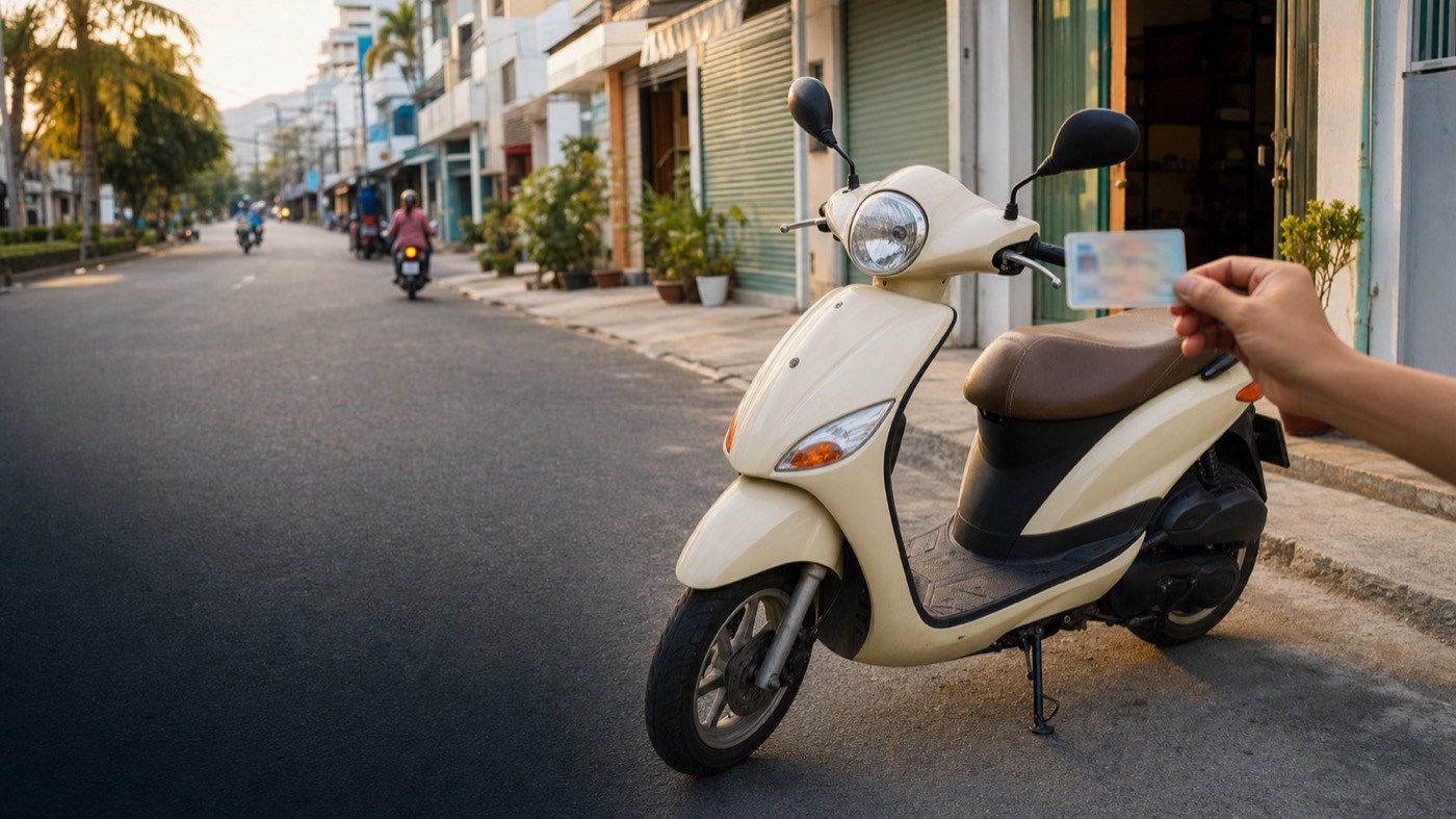 Проверка документов у байка 50cc во Вьетнаме